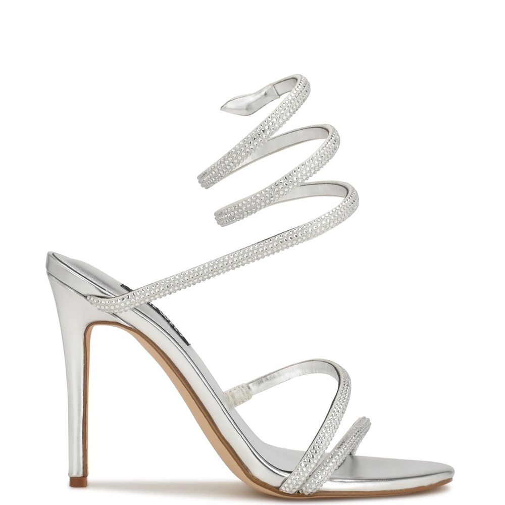 Nine West Silver Strappy Heels